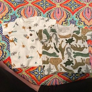 Two jungle/safari newborn baby boy shirts